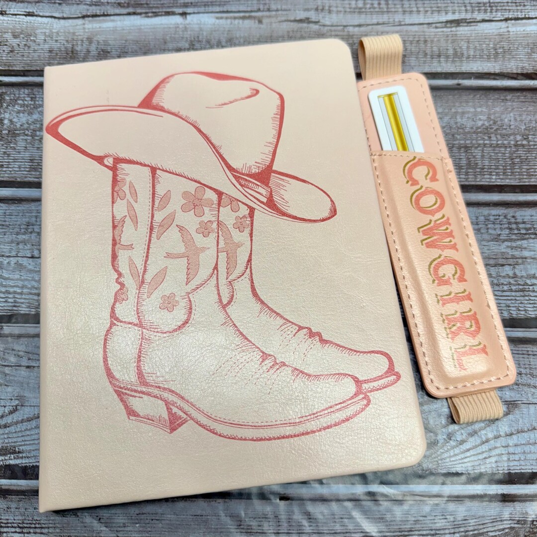 Boot Notebook. Amazon Cowboy Boot and Hat Lined Notebook With Pen Holder | Western Notebook ...