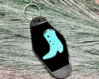 Cowboy Boot Western Vintage Motel Keychain | Western Keychain | Cowboy Boot | Cowboy Keychain| Motel Keychain | Vintage Keychain