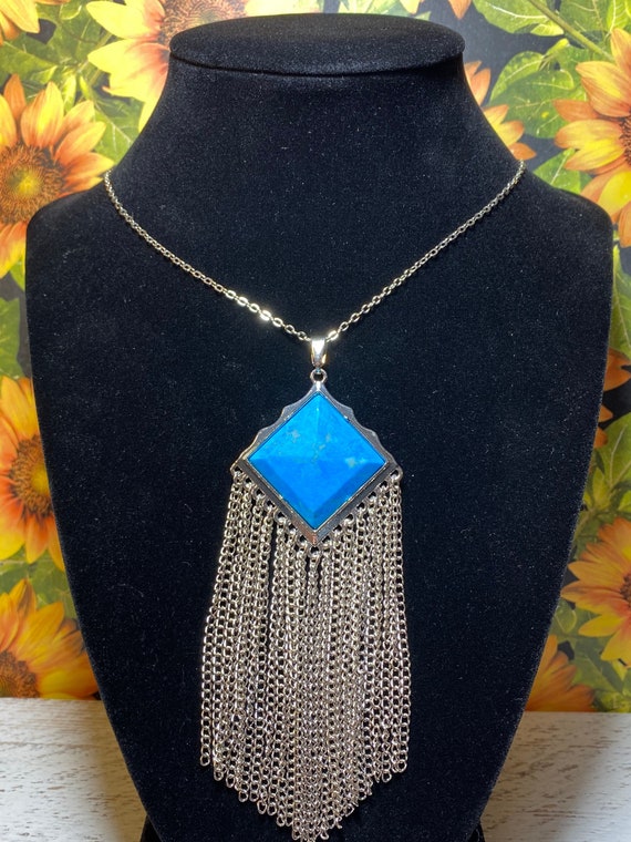 Western Turquoise Tassel Necklace - Etsy
