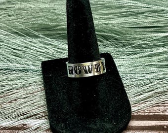 Howdy Adjustable Metal Stamped Ring | Western Rings | Metal Stamped Ring | Western Metal Stamped Ring | Stamped Ring
