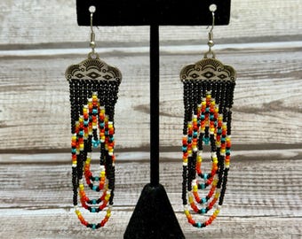 Pendientes colgantes de cuentas de estilo western / Pendientes western / Pendientes de cuentas / Joyería western
