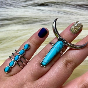 Western Rings | Cow Ring | Turquoise Stone Ring | Western Jewelry | Western  Adjustable Rings | Cattle Ring | Bull Ring | Turquoise Rings