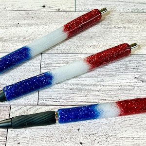 Glitter American Flag Resin Gel Ink Pen- Refillable