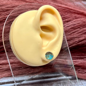Circle Turquoise Stone with Gold Stud Earring | Turquoise Stud Earrings | Turquoise Earrings | Western Earrings | Western Jewelry