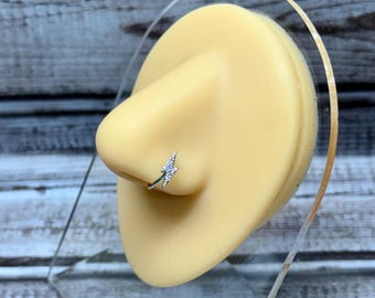 Aro nasal con forma de rayo y diamantes / Anillo nasal estilo western / Aro nasal / Joyería western / Joyería corporal estilo western / Joyería con forma de rayo
