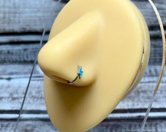 Aro nasal con rayo turquesa / Anillo nasal estilo western / Aro nasal / Joyería estilo western / Joyería corporal estilo western / Joyería estilo lightning