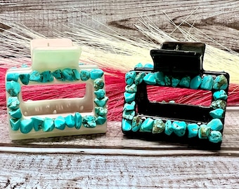 Mini Turquoise Rock Hair Clip |Western Hair Clip | Western Hair Accessories | Turquoise Hair Clip