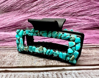 Small Turquoise Rock Hair Clip |Western Hair Clip | Western Hair Accessories | Turquoise Hair Clip