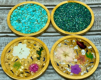 Posavasos de bambú y resina - 2 posavasos