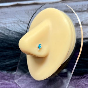 Anello al naso a forma di L con fulmine turchese / Anello al naso western / Perno al naso / Gioielli western / Gioielli per il corpo western / Gioielli con fulmine