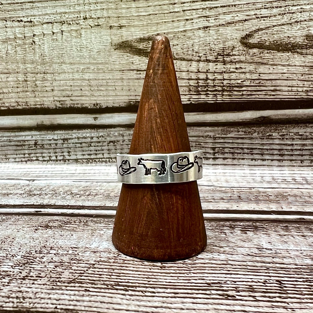 Cowboy Adjustable Metal Stamped Ring | Western Rings | Metal Stamped ...