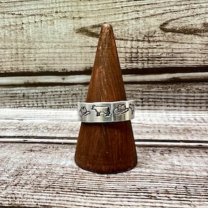 Cowboy Adjustable Metal Stamped Ring | Western Rings | Metal Stamped Ring | Western Metal Stamped Ring | Stamped Ring