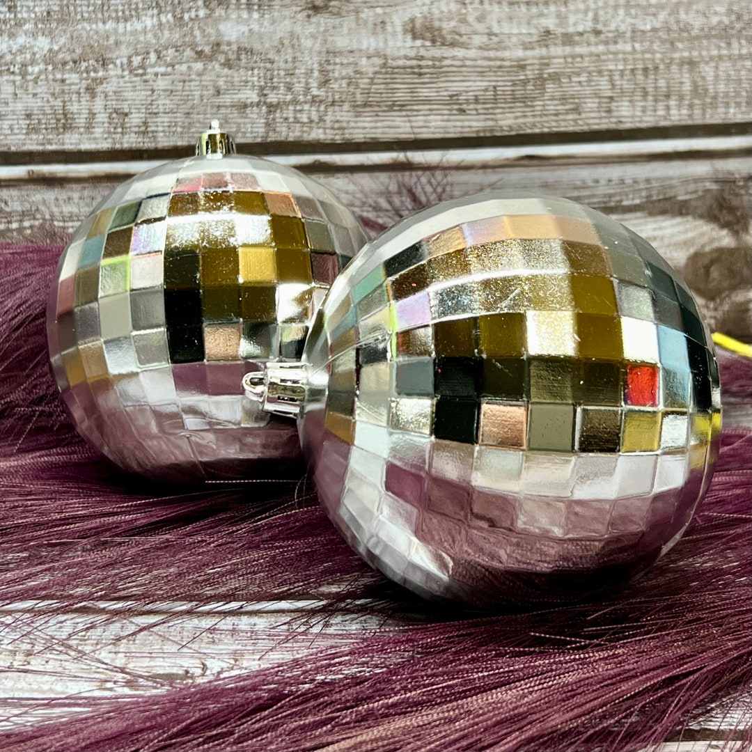 2 Large Plastic Disco Ball Ornaments Etsy