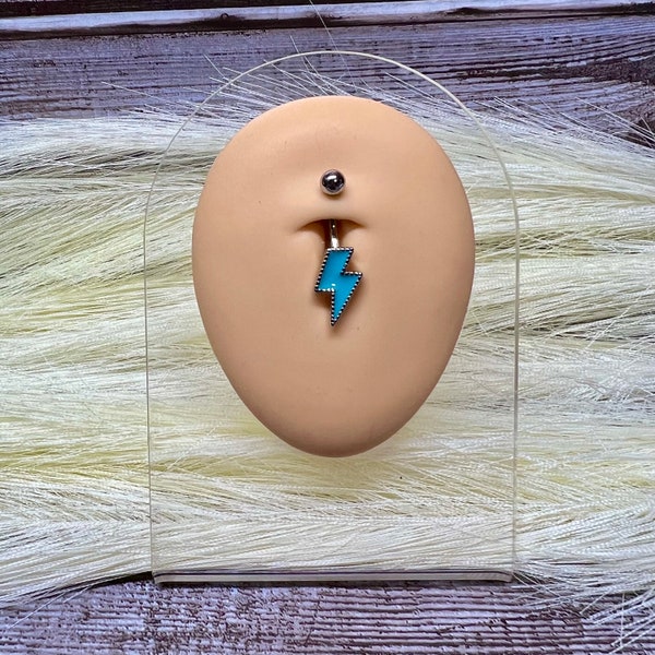 Western Turquoise Lighting Bolt Belly Button Ring | Country Belly Button Rings | Belly Rings | Western Belly Rings