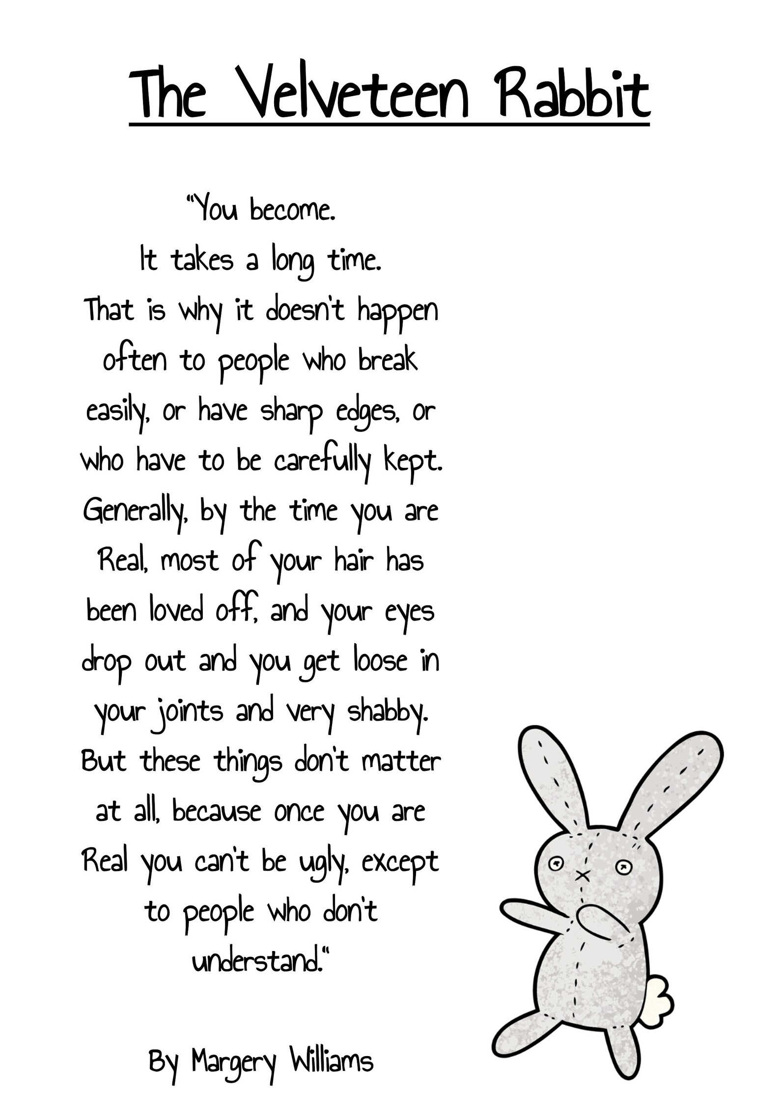 Velveteen Rabbit Poem Digital Download Printable Artwork - Etsy UK