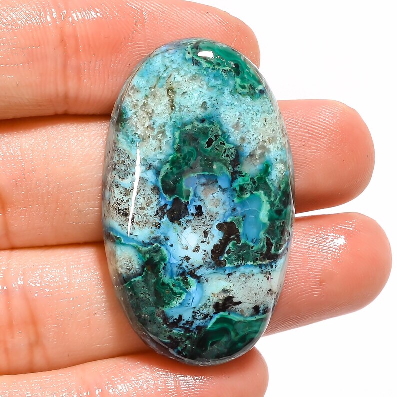 For Making Jewelry 52.5 Ct 39X23X7mm Natural Chrysocolla Malachite AAA Quality Chrysocolla Malachite Oval Shape Cabochon Loose Gemstone