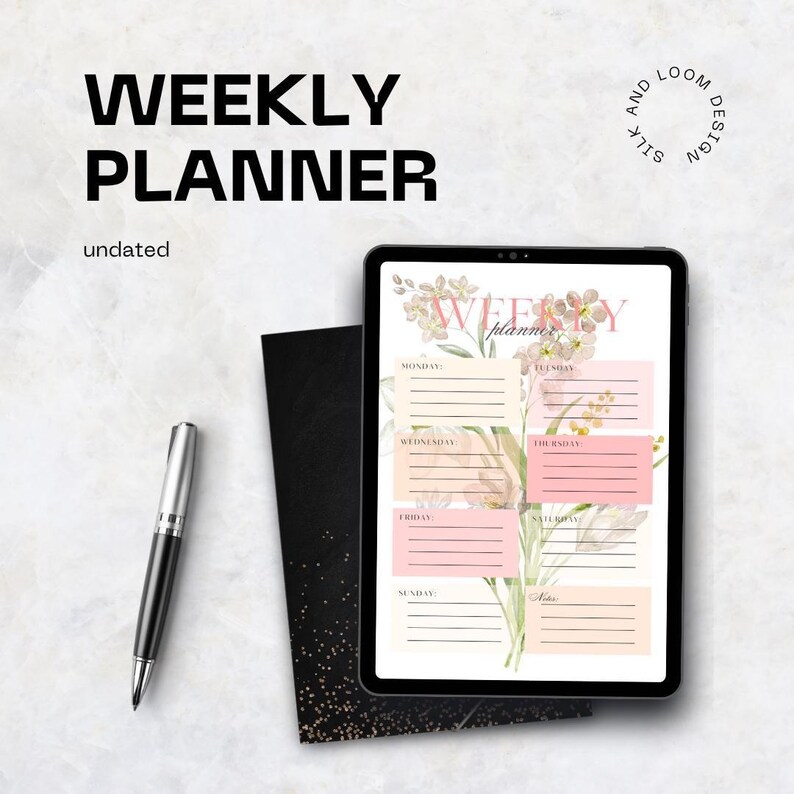 Floral Weekly Digital Planner | Aesthetic Printable PDF | Watercolor ...