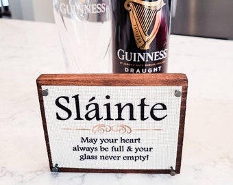 Slainte Sign, Irish Bar Sign, Irish Farmhouse Decor, Irish Blessing Sign, St Patrick's Tiered Tray, Irish Cheers Wood Sign, Shamrock Decor