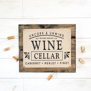 Wine Cellar Sign, Wine Barrel Decor,  Wine Sign, Kitchen Decor, Pallet Sign, Family Wall Art, Home Decor, Small Wine Sign