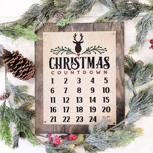 Christmas Countdown, Reindeer decor, Christmas Mantle, Neutral Christmas, Christmas Decor, Holiday Sign, Burlap Decor, Pallet Sign