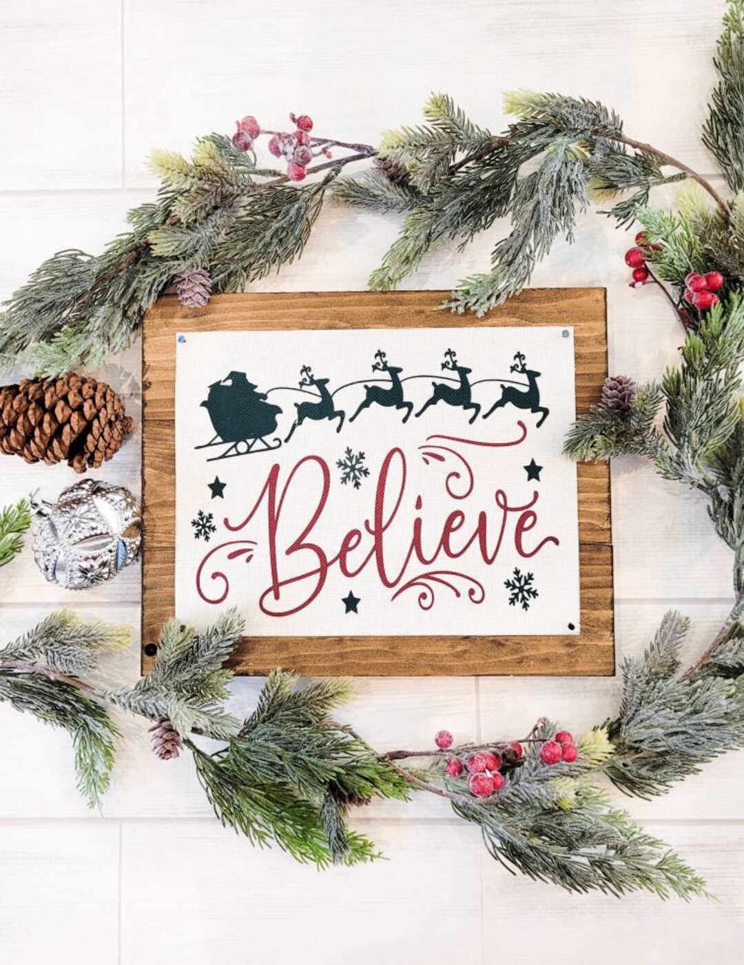 Believe Sign, Kids Christmas Sign, Christmas Decor, Holiday Sign