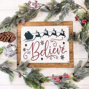 Believe Sign, Kids Christmas Sign, Christmas Decor, Holiday Sign, Winter Wood Sign, Santa Sign, Pallet Sign