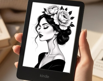 Lady with Flowers Kindle Lock Screen – E-Reader Wallpaper (Digital Download)