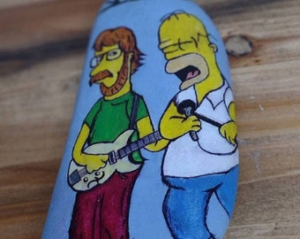 Hand painted Trey Anastosio Homer Simpson rock