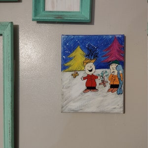 Hand painted Charlie Brown Christmas wall art canvas | Charlie Brown decoration
