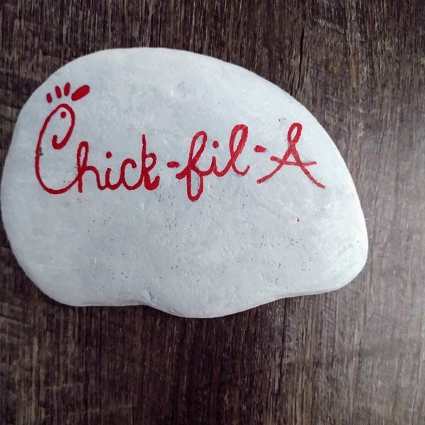 Hand painted Chick Fil A rock