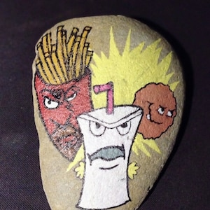 Hand painted Aqua Teen Hunger Force rock art