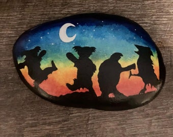 Grateful Dead Moon Dance rocha pintada à mão | Tartaruga de tartaruga morta grata | Ursos Dançantes