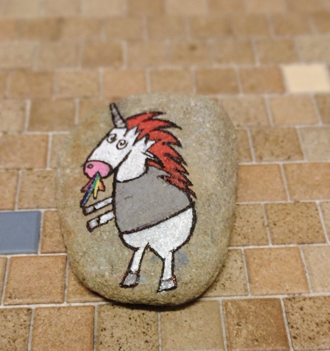Green Day Horny the Unicorn Hand Painted Rock - Etsy