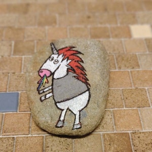 Green Day Horny the Unicorn hand painted rock