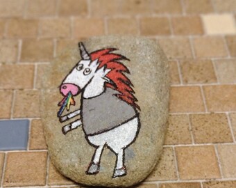 Green Day Horny the Unicorn hand painted rock