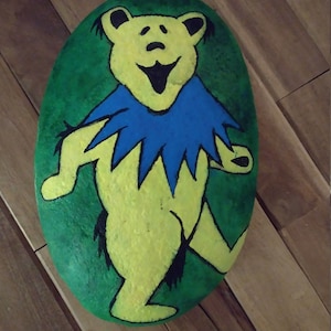 Hand painted Grateful Dead Dancing Bear rock