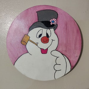 Hand painted Frosty the Snowman canvas painting