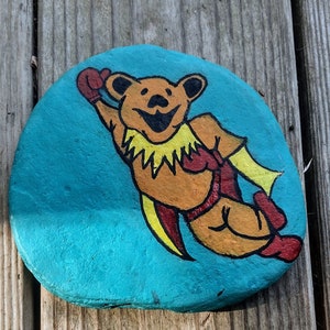 Grateful Dead Dancing Bear hand painted rock