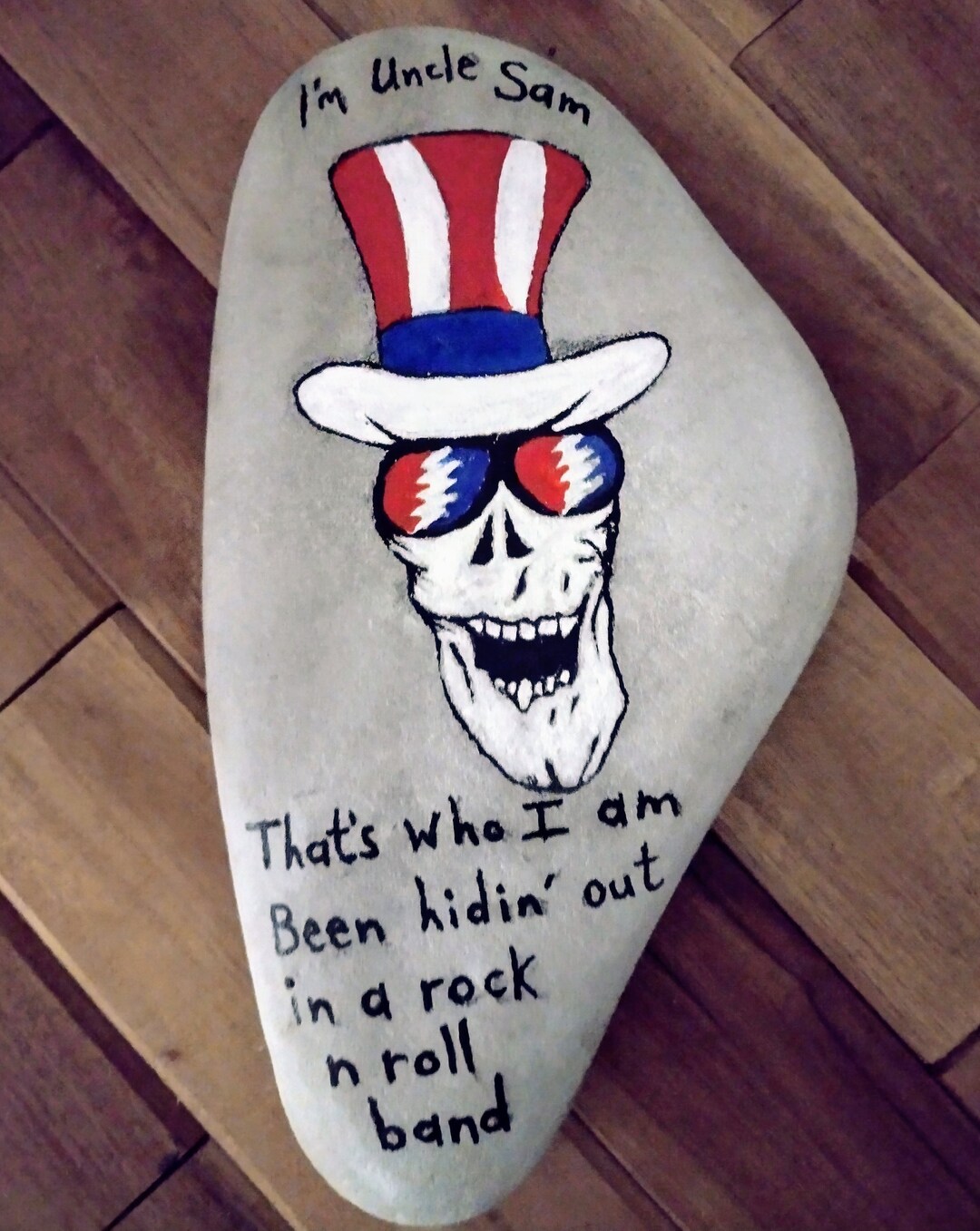 Hand Painted Grateful Dead Uncle Sam Skeleton Logo Rock Etsy