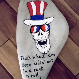 Hand painted Grateful Dead Uncle Sam Skeleton logo rock