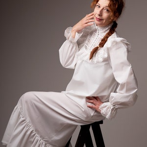 Victorian nightgown, Long cotton gown, Retro lingerie, Vintage nightgown, Loungewear vintage, Antique Fashion in victorian style, Nightdress