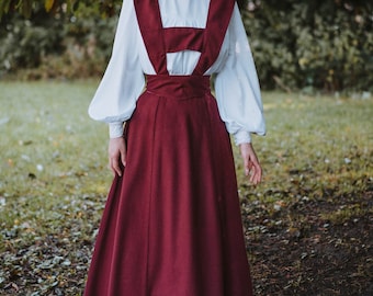 Dress in the Edwardian Victorian style with Suspenders Wool Jumper Skirt