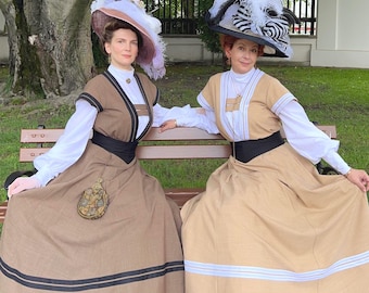 Wool Dress Edwardian Victorian Charlotte, Long Modest skirt,Historical Costume