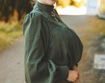 Victorian Edwardian Inspired Blouse: Handmade Romantic Style Cotton Shirt