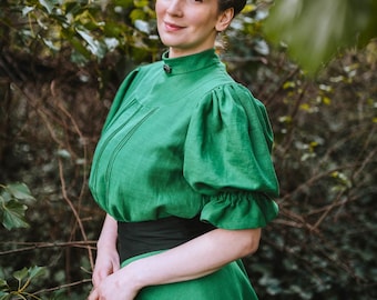 Linen modest dress Victorian/Edwardian, custom handmade clothing, Anne of green gables