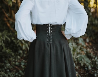 High Waist skirt, Edwardian skirt, Wool skirt, Maxi skirt, Gothic skirt, Victorian skirt, Walking skirt, Laced skirt, Historical dress