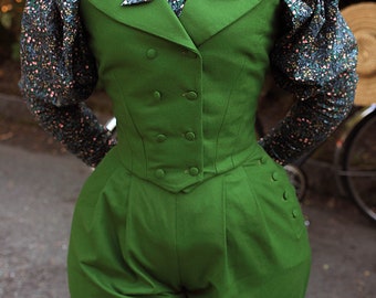 Vintage Handmade suit women Wool Bloomers Set, Knickerbockers and Vest, in victorian, edwardian style