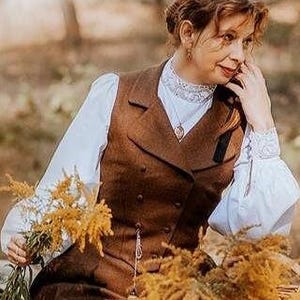 Victorian vest, Tweed waistcoat,Edwardian waistcoat, Wool waistcoat women, Vintage Retro vest, Victorian costume, Madeofsentiments, 1900