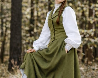 Handmade Edwardian Wool Skirt & Vest Set — Historical Reproduction