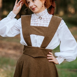 Edwardian walking skirt, Jumper skirt , Victorian Style, Suspender skirt , Historical reenactment, Madeofsentiments, Skirt with pockets